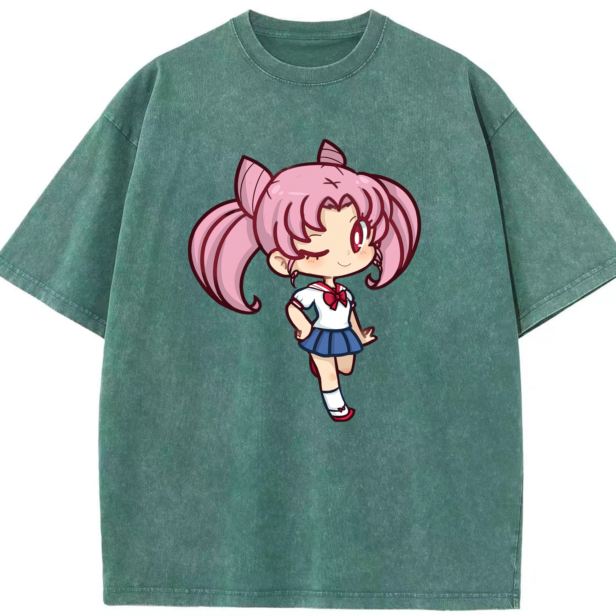 （画像用） 美少女戦士セーラームーン ちびうさ Sailor Moon Chibiusa Tsukino Usagi Small Lady Serenity 綿100% ヴィンテージ風 半袖Tシャツ（フロントプリント）